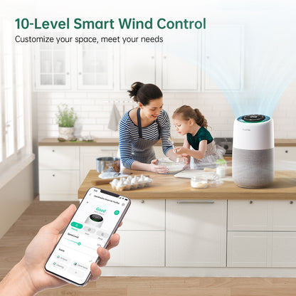 Pet air purifier running in a living room