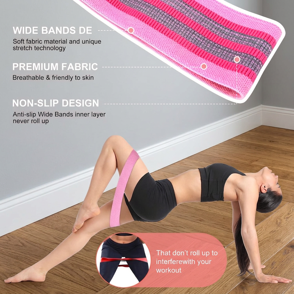 3-Piece Fabric Hip Resistance Bands