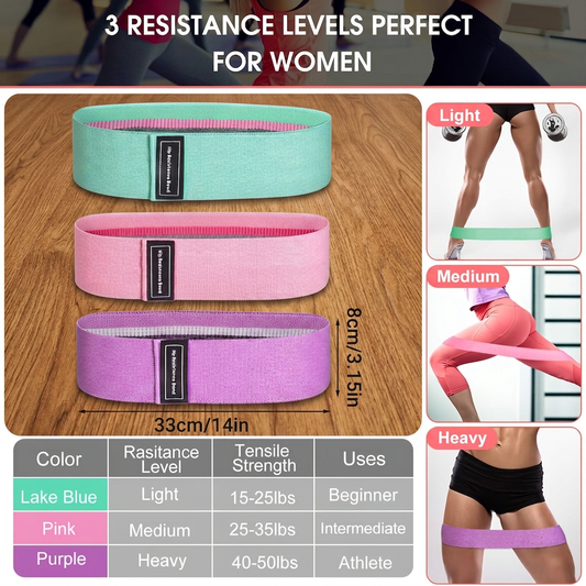 3-Piece Fabric Hip Resistance Bands