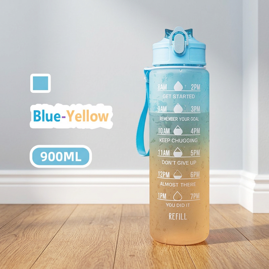 32oz/900mL Motivational Water Bottle With Straw & Time Marker