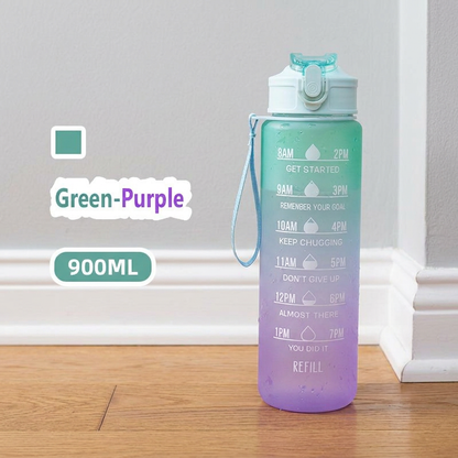 32oz/900mL Motivational Water Bottle With Straw & Time Marker