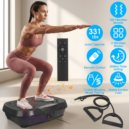 Vibration Plate Exercise Machine with Resistance Bands