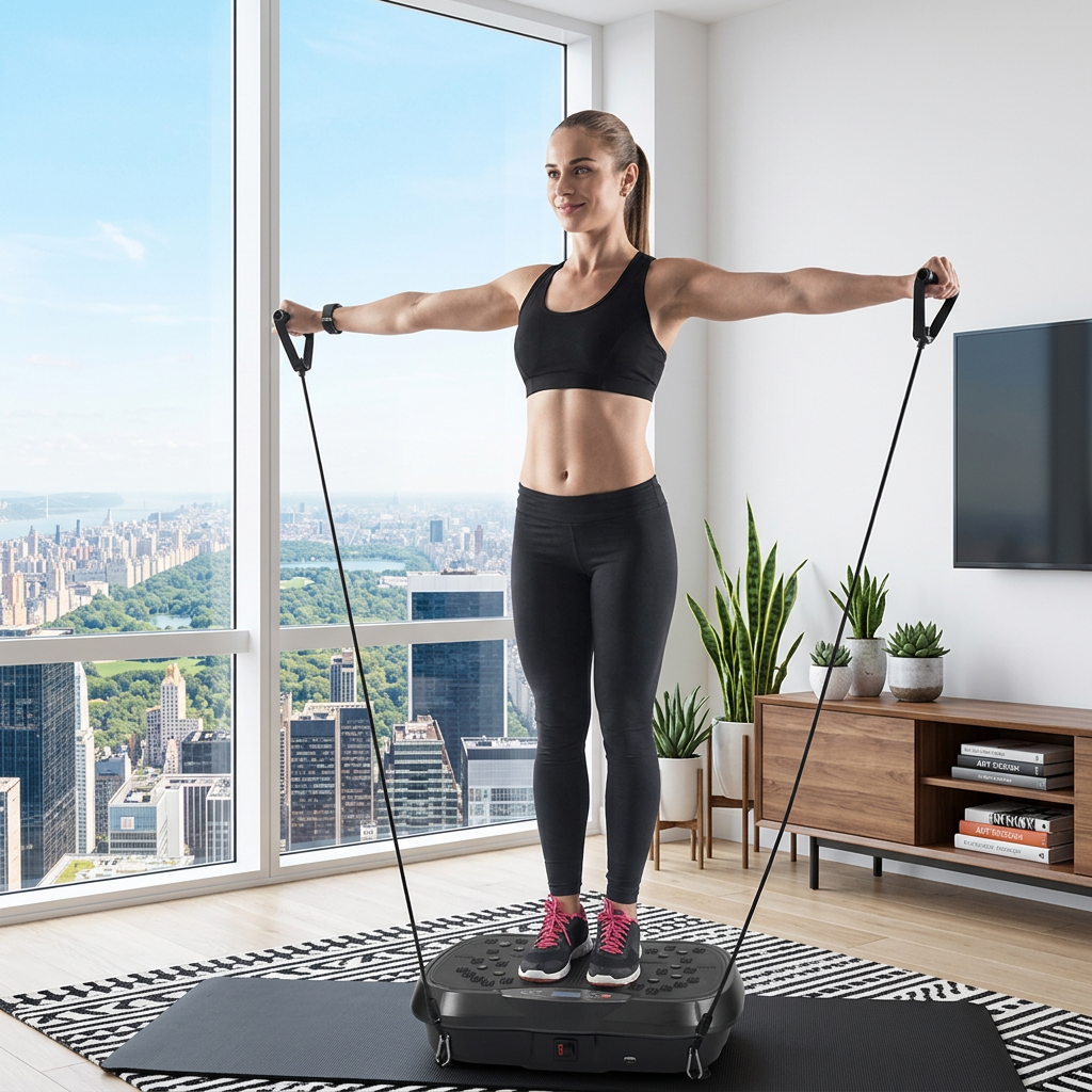 Vibration Plate Exercise Machine with Resistance Bands