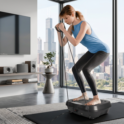 Vibration Plate Exercise Machine with Resistance Bands