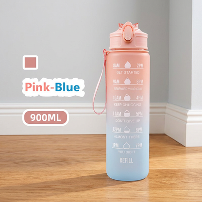 32oz/900mL Motivational Water Bottle With Straw & Time Marker