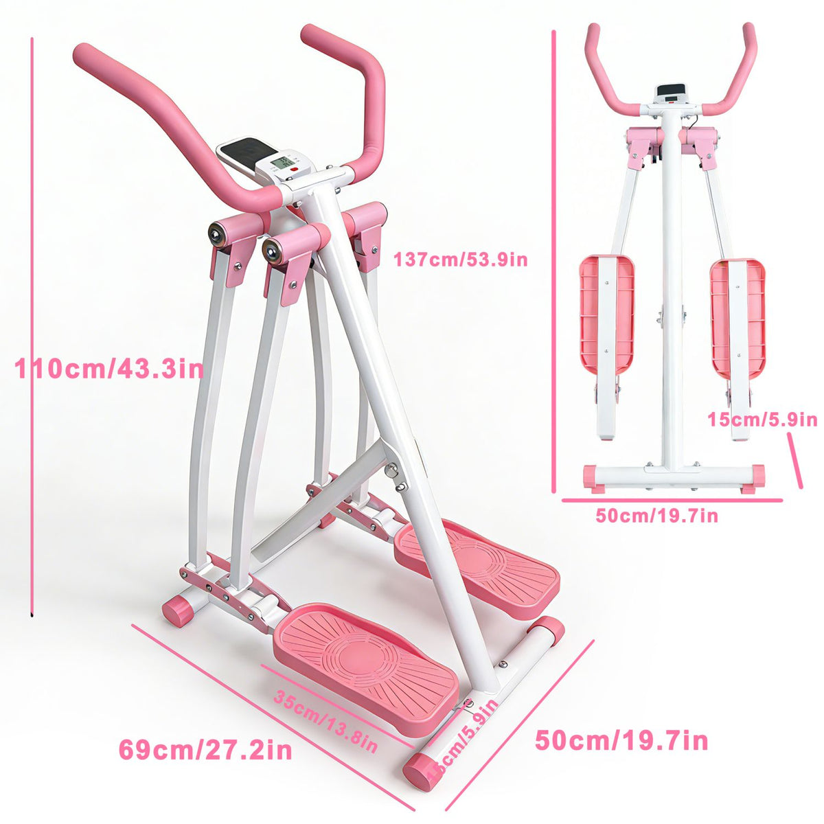 AirGlide Elliptical Trainer dimensions: 43.3 inches tall, 27.2 inches long, 19.7 inches wide